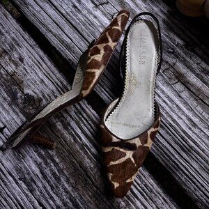 Lauren Ralph Lauren Brown Animal Print Mules